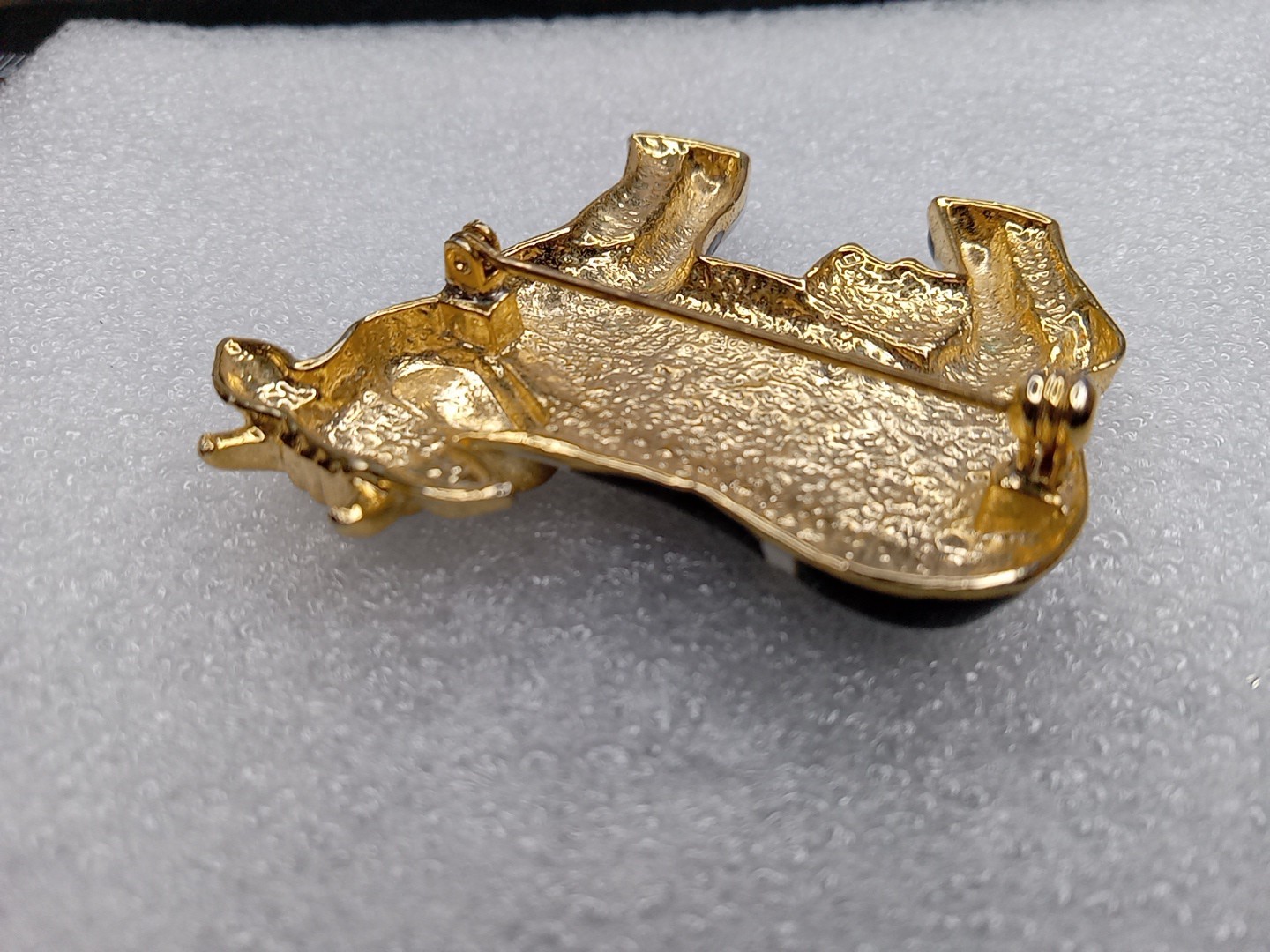 Vintage Holstein Cow Brooch Pin Gold Tone Black White Farm Animal