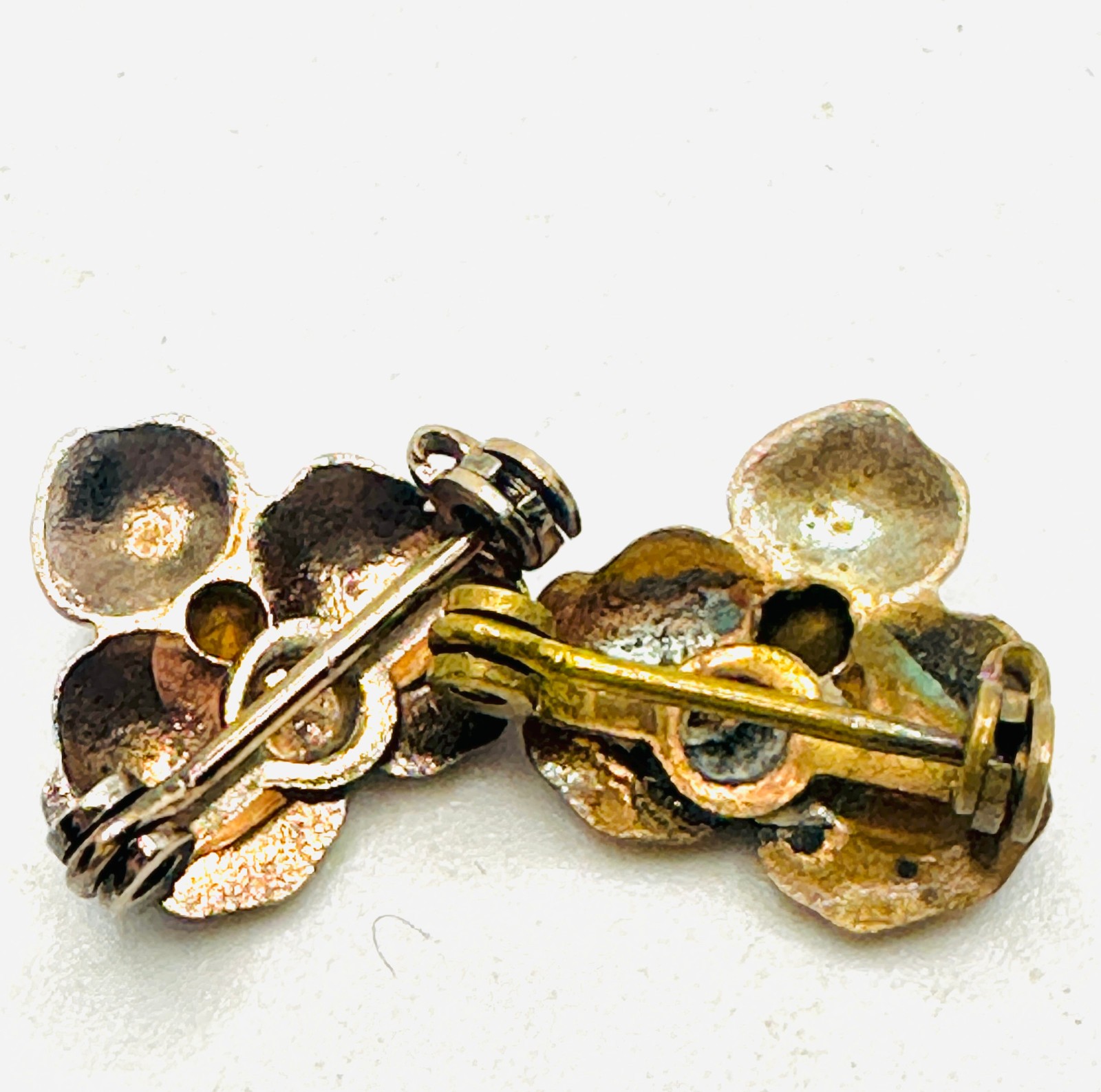 Vtg Antique Set 2 Tiny Purple Pansy Rhinestone Scatter Pins Adorable