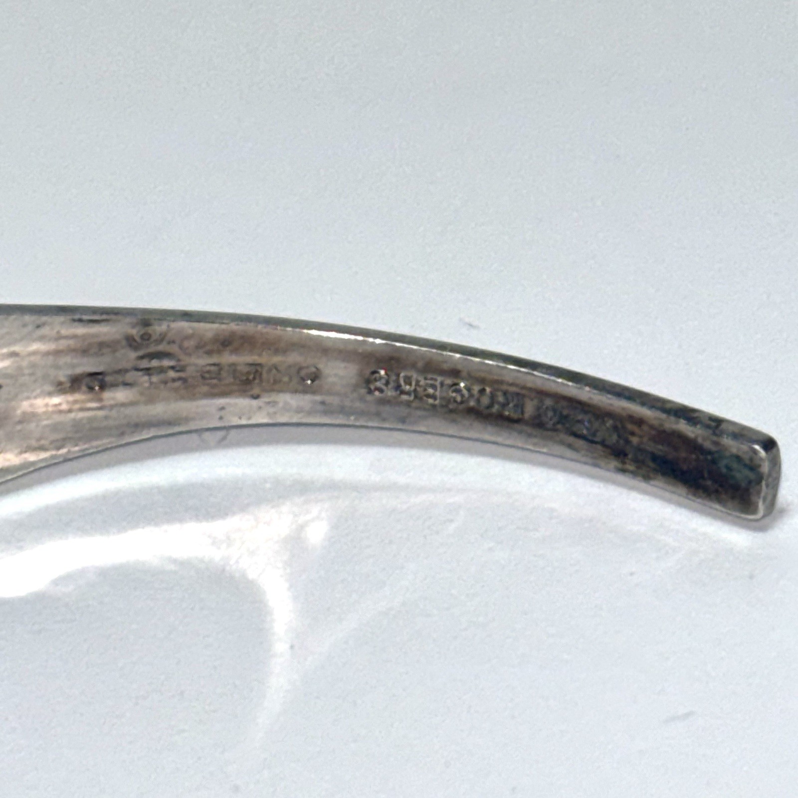 Vintage WM A Rogers Oneida Silver Plated Spoon Cuff Floral Bracelet Adjustable