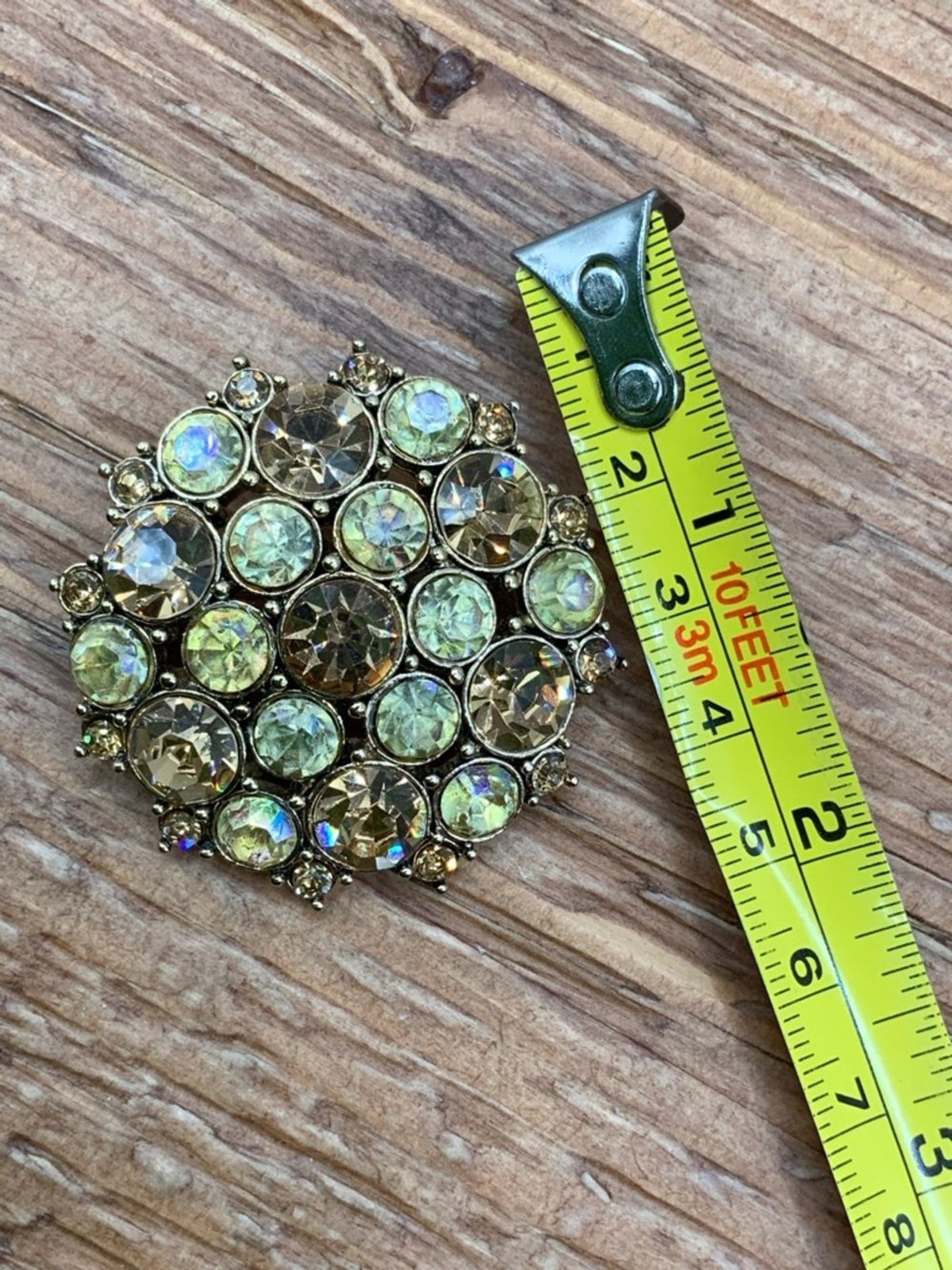 Monet Vintage Round Gold-Tone Cluster Design Aurora Crystal Brooch