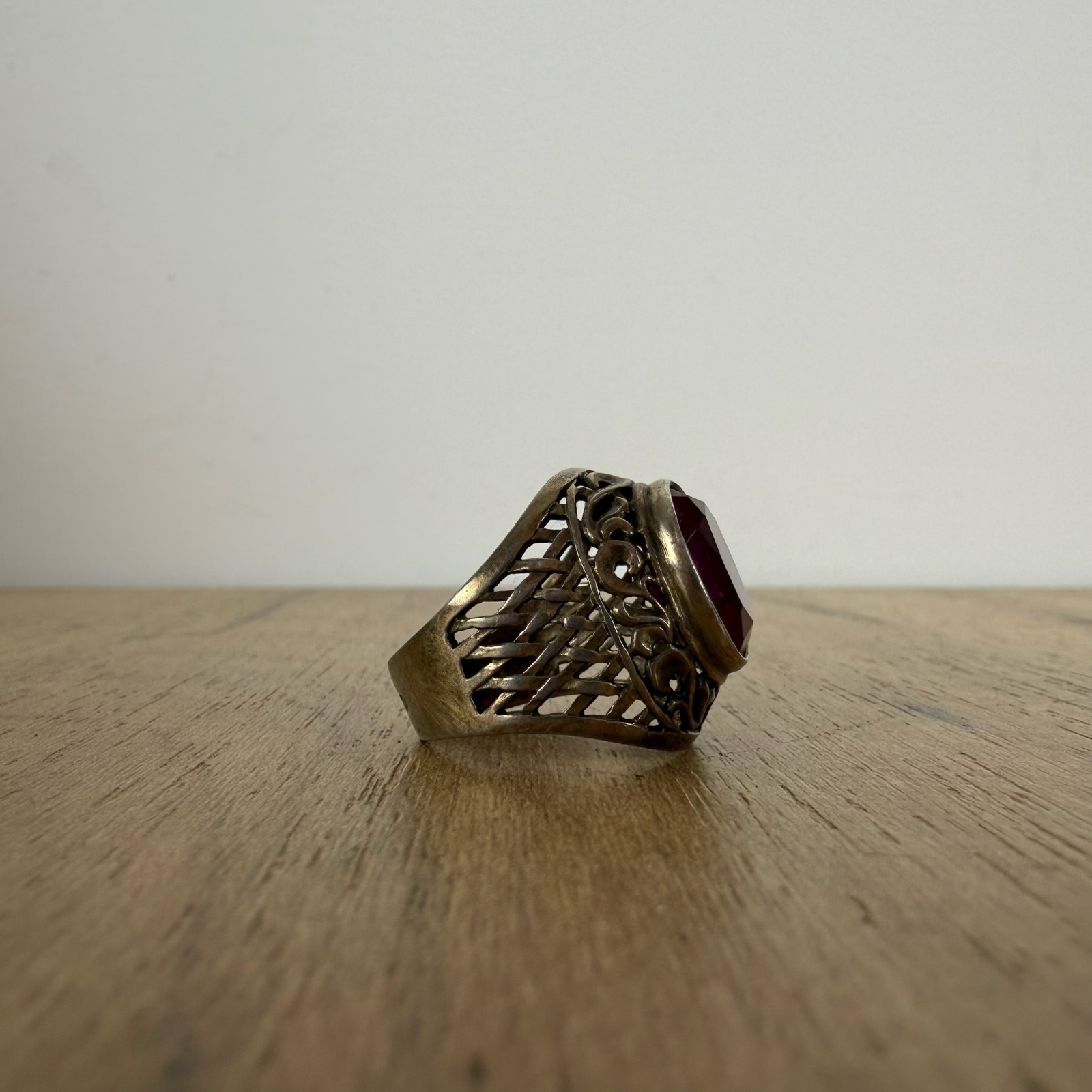 Vintage Soviet RING Silver 875 mark Star USSR, Women’s jewelry Pink size 7