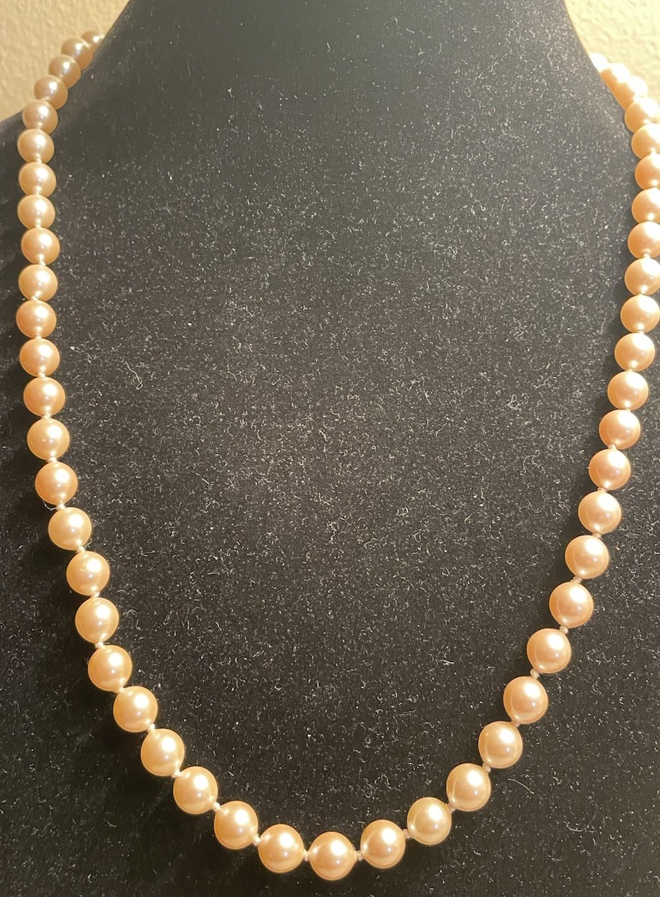 Vintage MONET Individually Knotted Faux Pearl Necklace Signed 22 inches M28