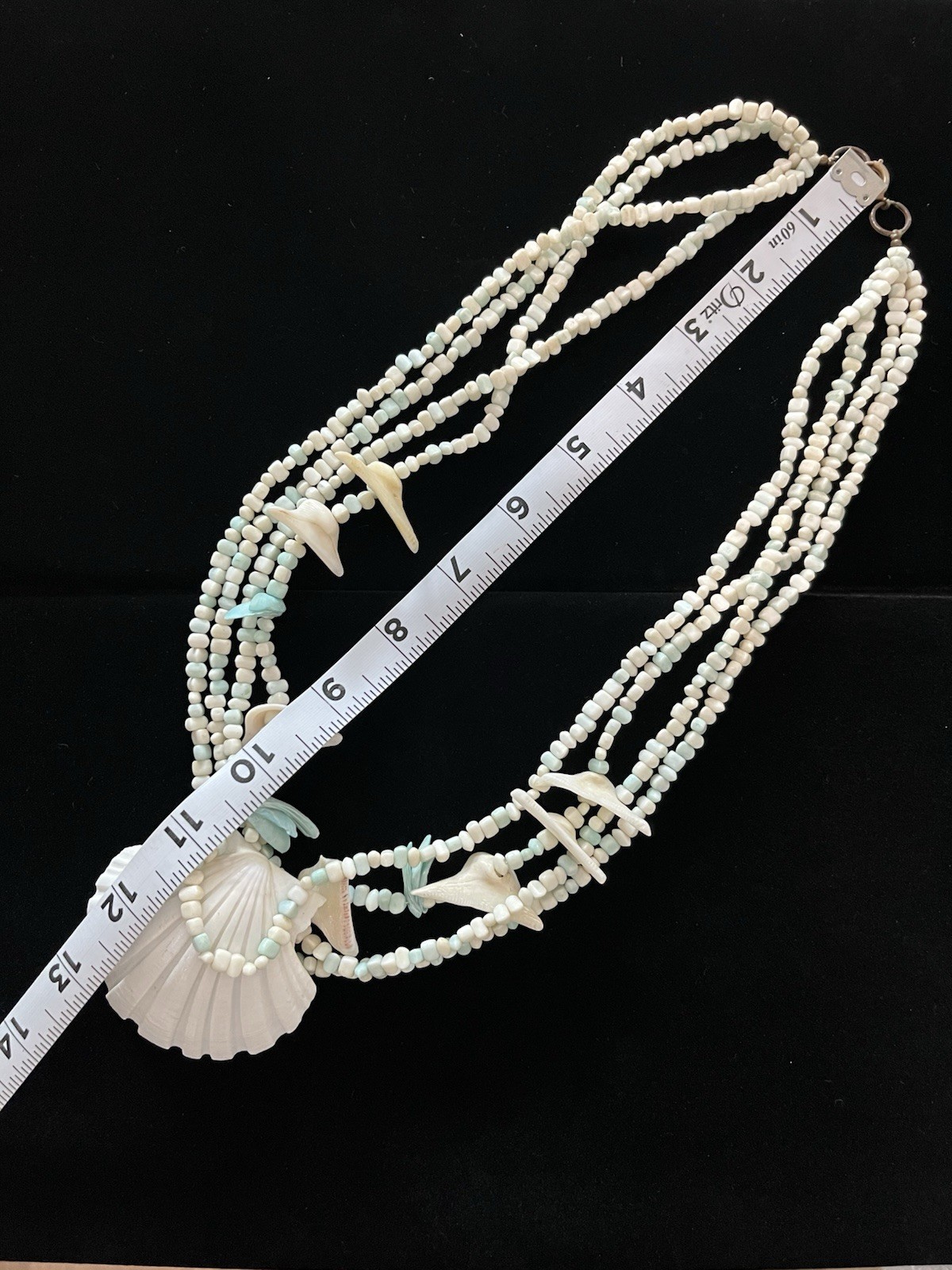 Beaded Faux Shell Statement Necklace