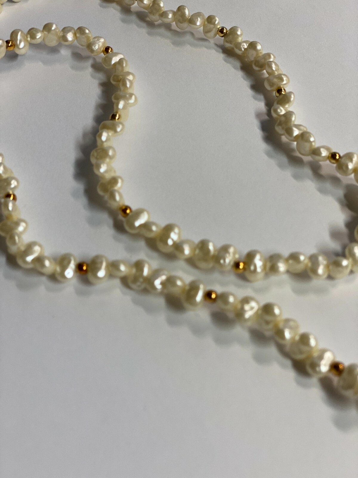 Vintage Freshwater Pearl Gold tone Beads Single Strand Necklace, no clasp