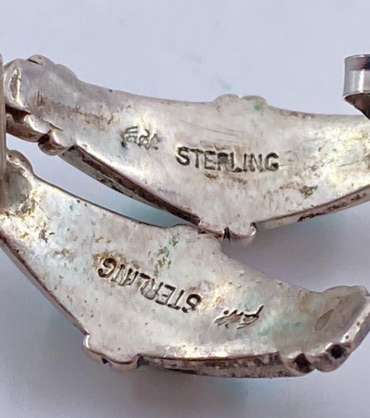 VTG Estate SIGNED E.K. STERLING SILVER 925 OPAL Tear Drop Stud MOSAIC EARRINGS