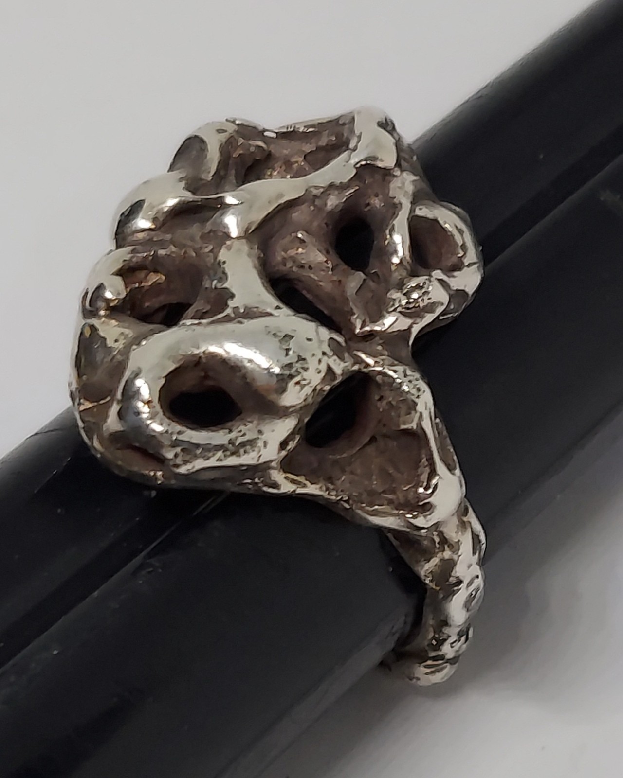 Vintage Brutalist Modernist RING Sterling Silver Handmade size 7.5
