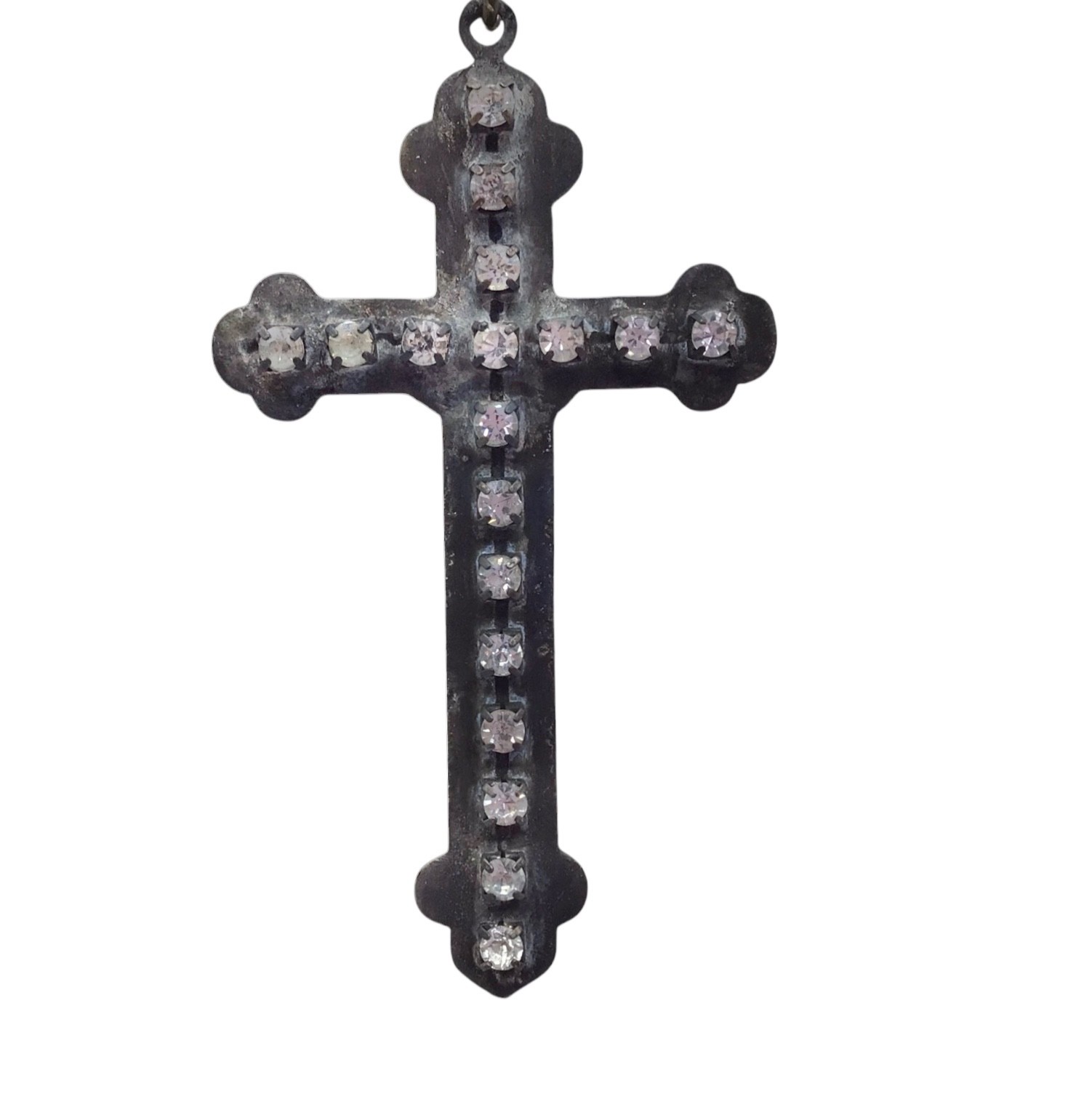 Vintage Faux Pearl Cross Pendant Necklace, Rosary Style, Gothic Victorian