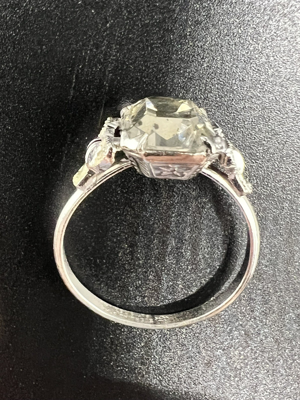 Vintage UNCAS Size 8 Ring Sterling Silver Patent No. 2763140 Smokey Grey Stone