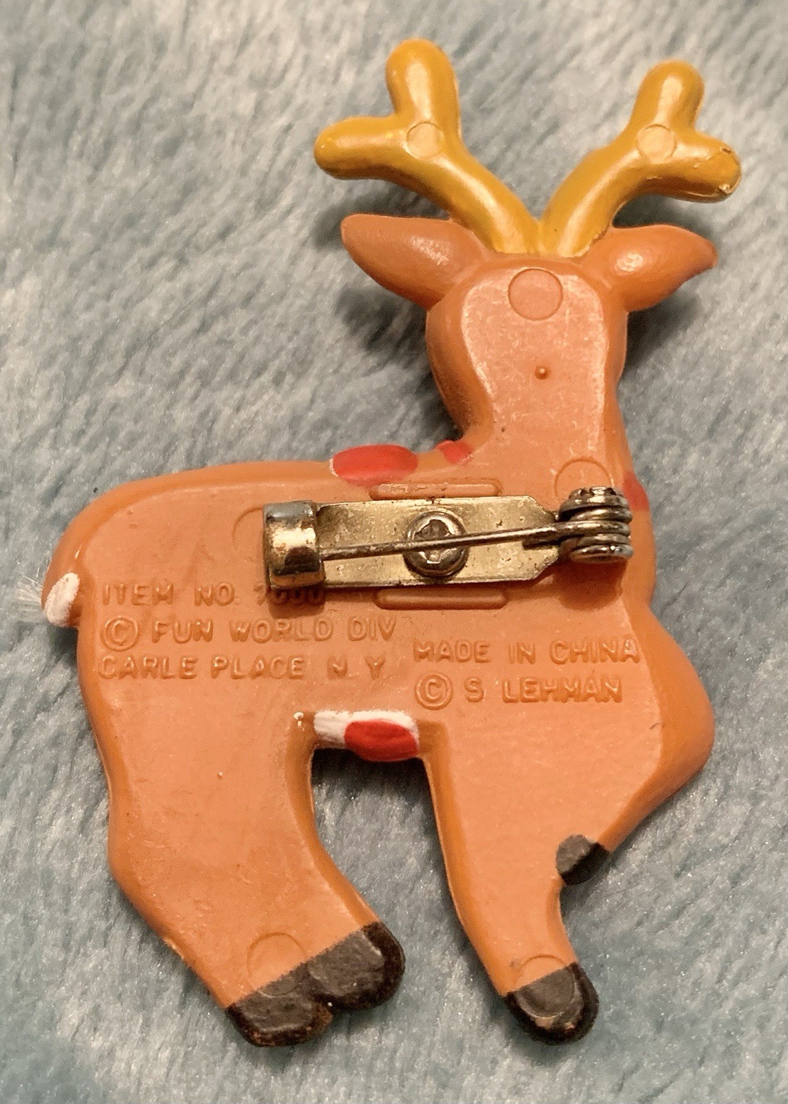 Vintage Fun World Division Adorable Christmas Reindeer Brooch/Pin