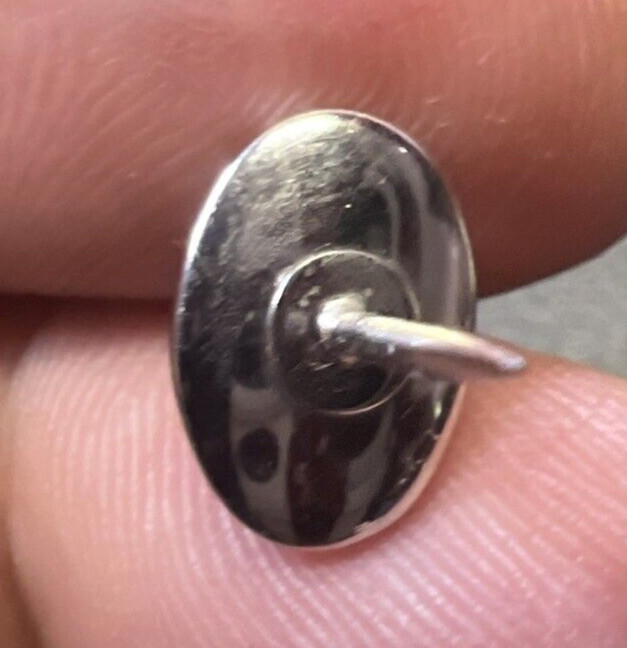 Vintage Foster 5mm Round Black Onyx Oval Silver Tone Tie Tack Pin with Chain