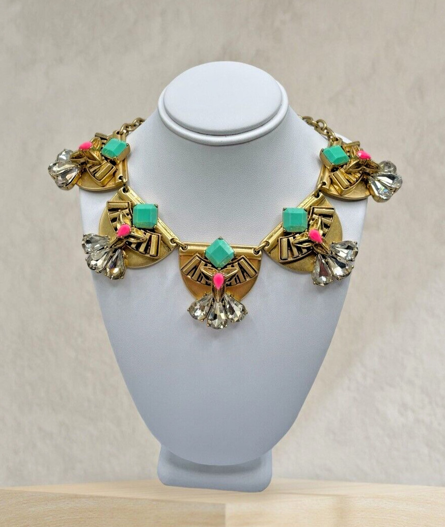VTG Signed Stella & Dot Statement Revival Rhinestone heavy choker necklace