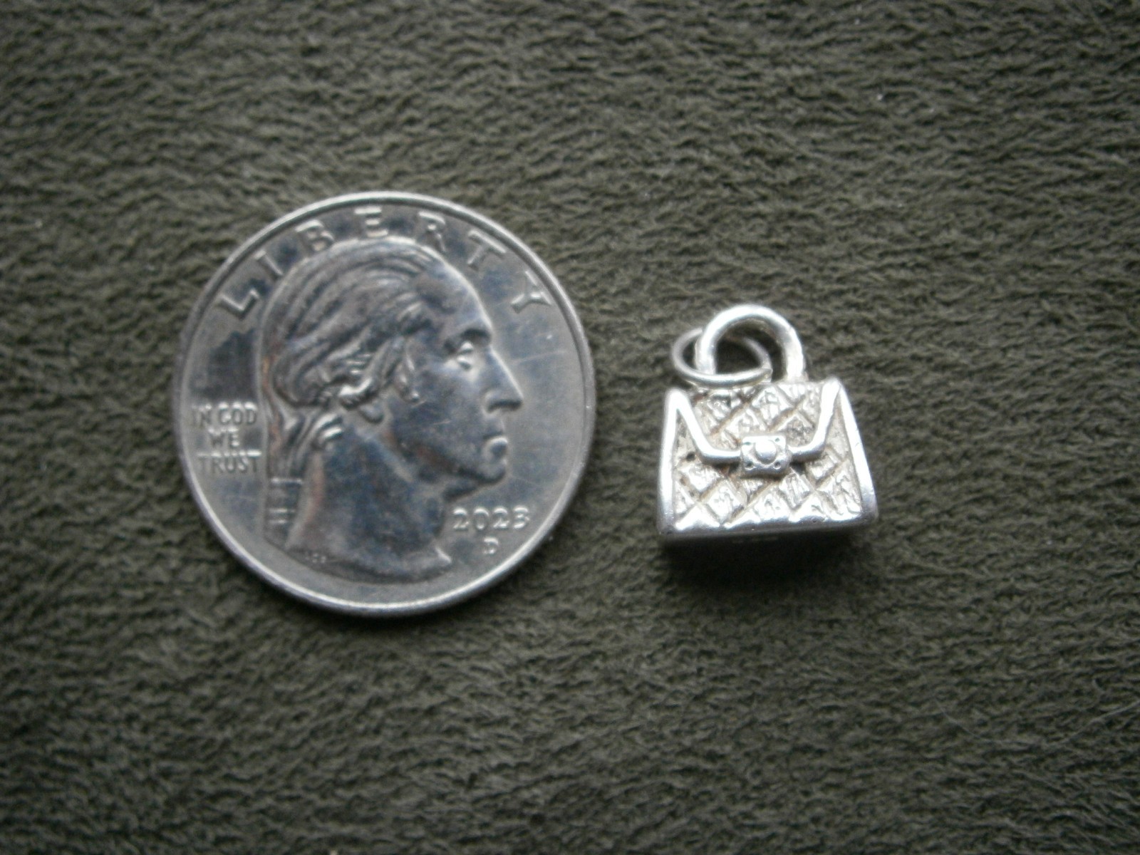 Purse Handbag Vintage Solid Sterling Silver Bracelet Charm Pendant 2.5g