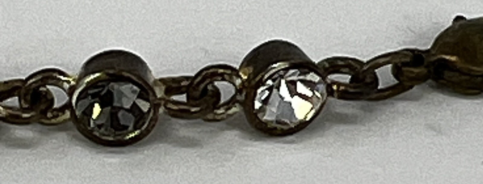 VTG Bracelet 7” Black Clear and Gray Rhinestones Brushed Antiqued Silver SEE