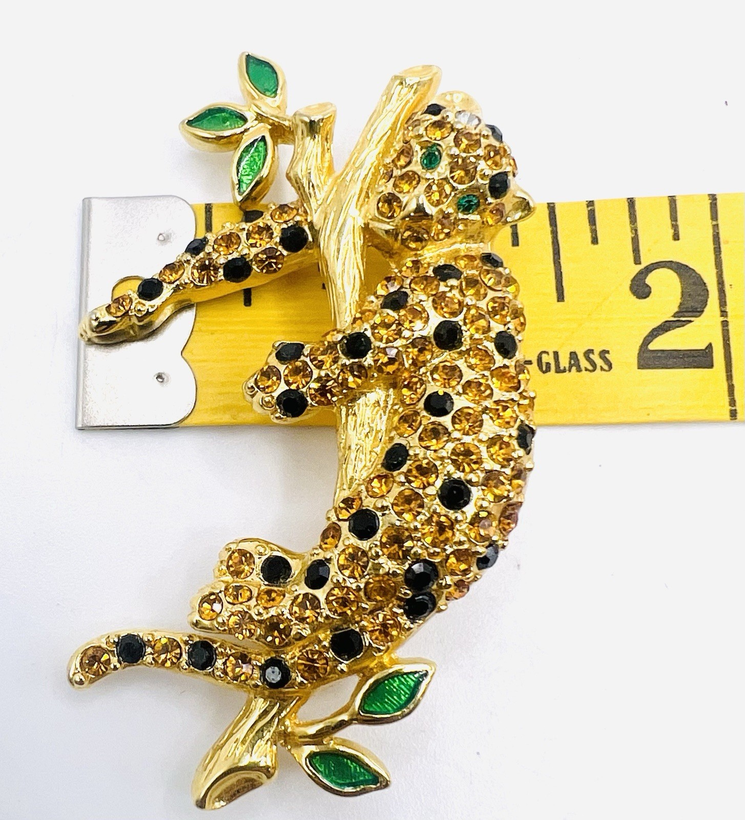 Vintage Trifari Safari Limited Edition 1997 Rhinestone Leopard Enamel BroochPin