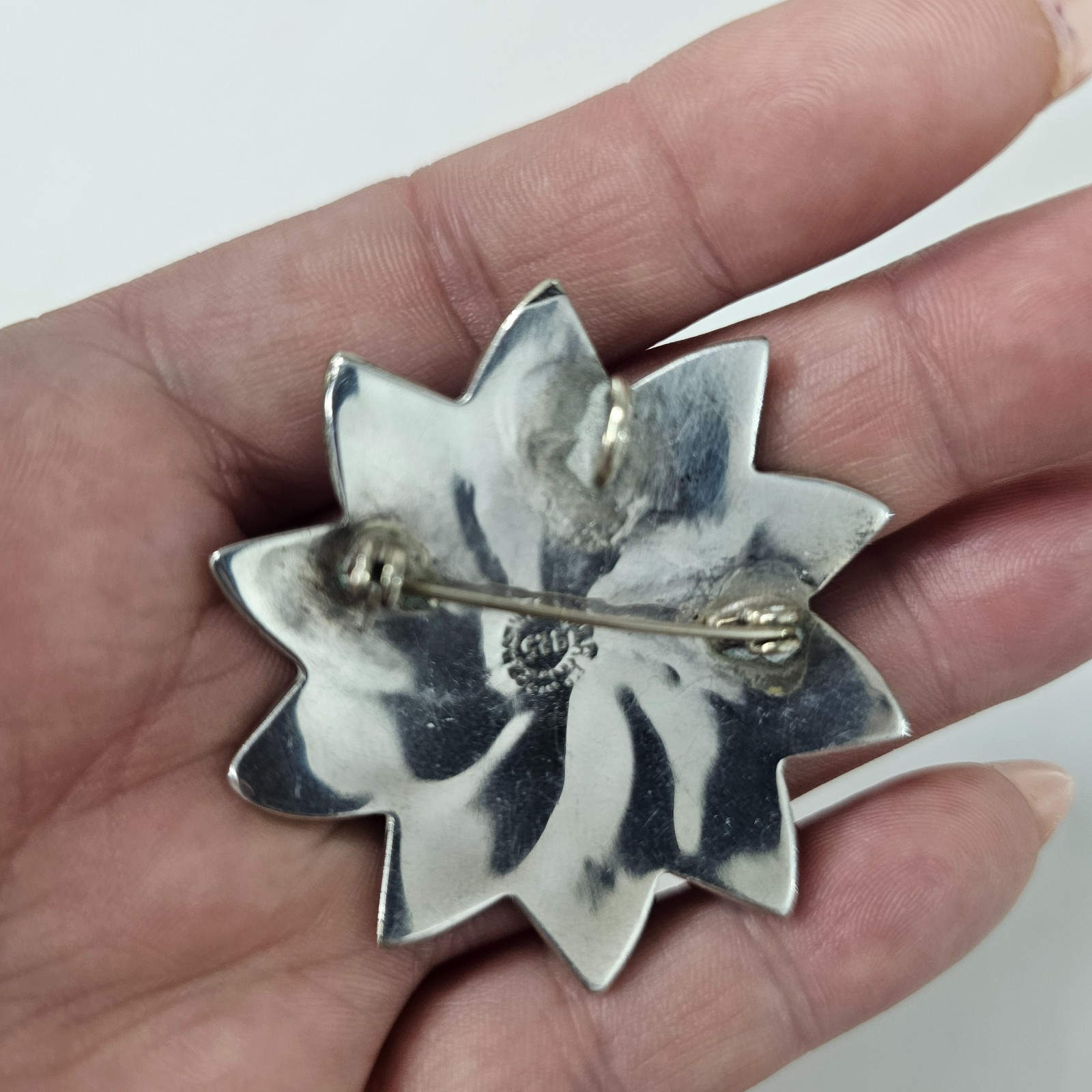 Taxco Mex 925 Sterling Pinwheel Brooch Flower Multicolor Jewelry Pendant Pin