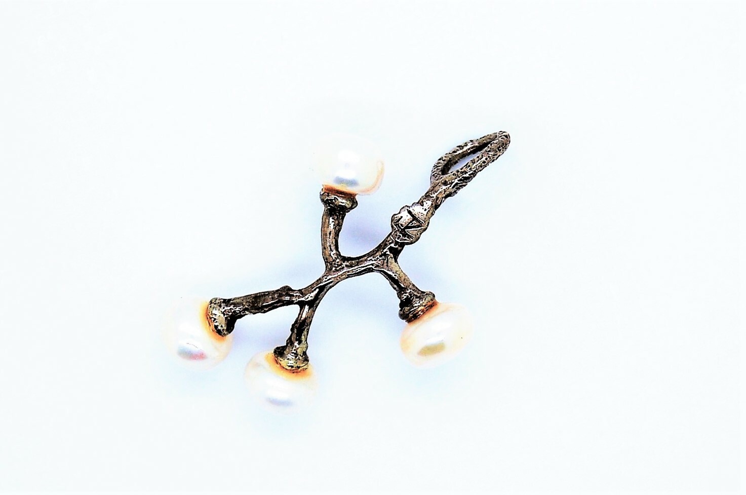 VINTAGE 925 STERLING SILVER JZ PEARL PENDANT