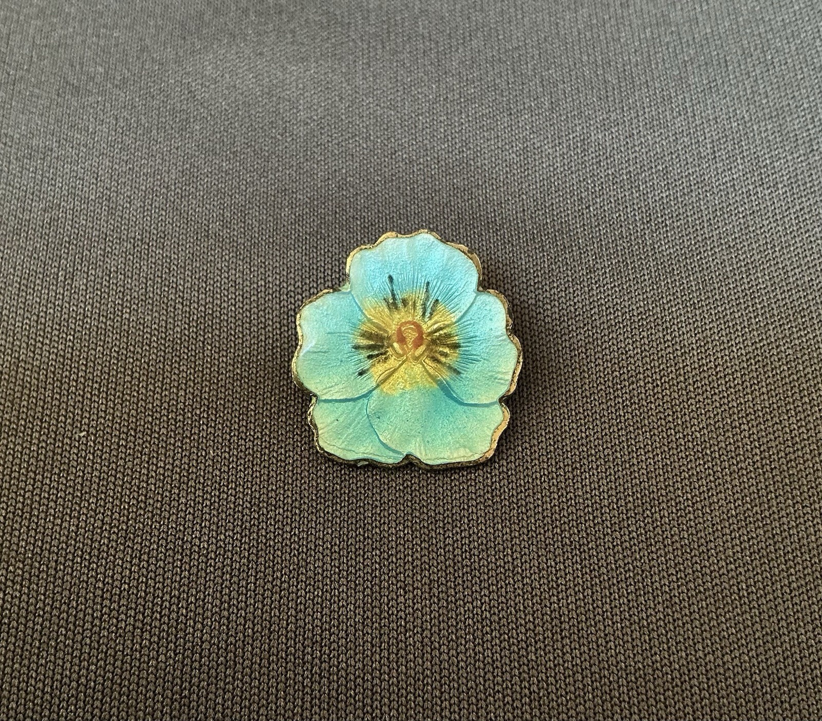 Vintage Ivar T Holth Norway Sterling Silver Blue Guilloche Enamel Pansy Pin