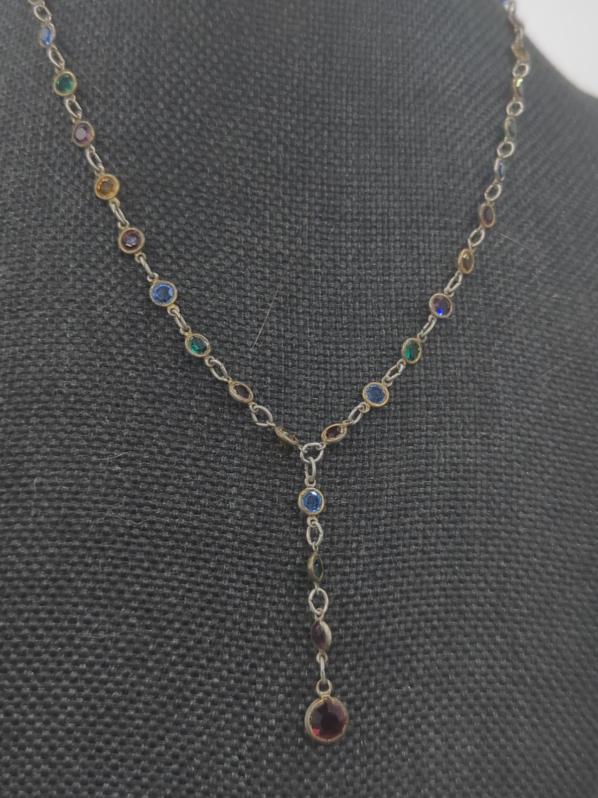 Vintage Austrian Crystal Multi Color Necklace 19″