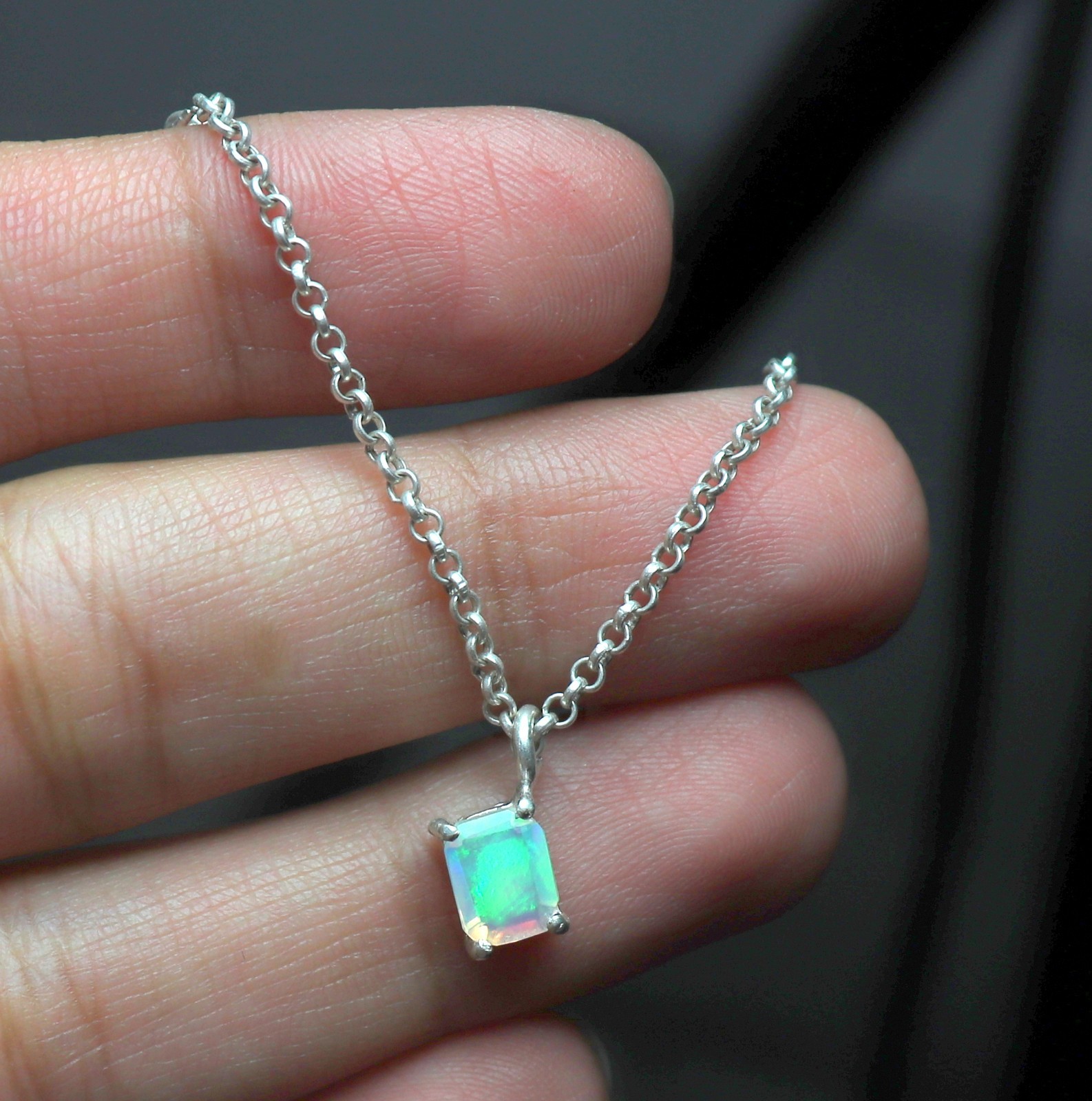 sterling silver fire opal pendant silver girly jewelry daily wear jewelry