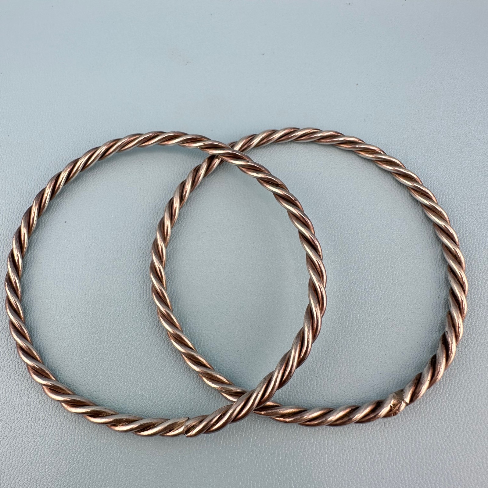 Vintage Sterling Silver Bangle Bracelet Lot Twisted Rope Texture 6.75″ Stackable