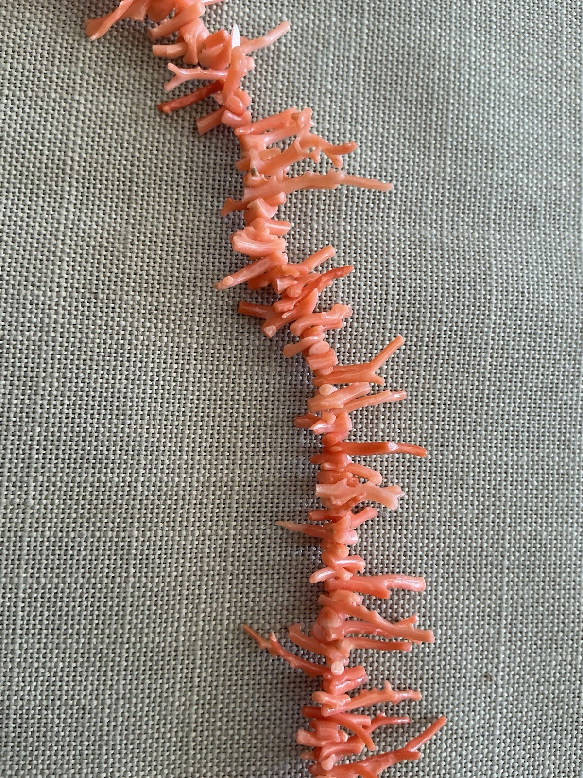 Vintage Undyed Salmon Pink Fine Branch Coral Necklace Fish Hook Clasp 24” Long