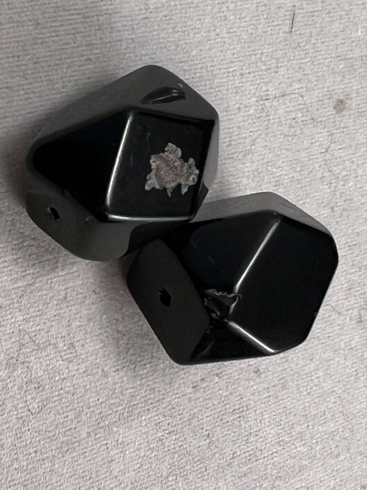 15″ Vintage Polished Faceted Black Stone Bead Necklace with Silver Clasp