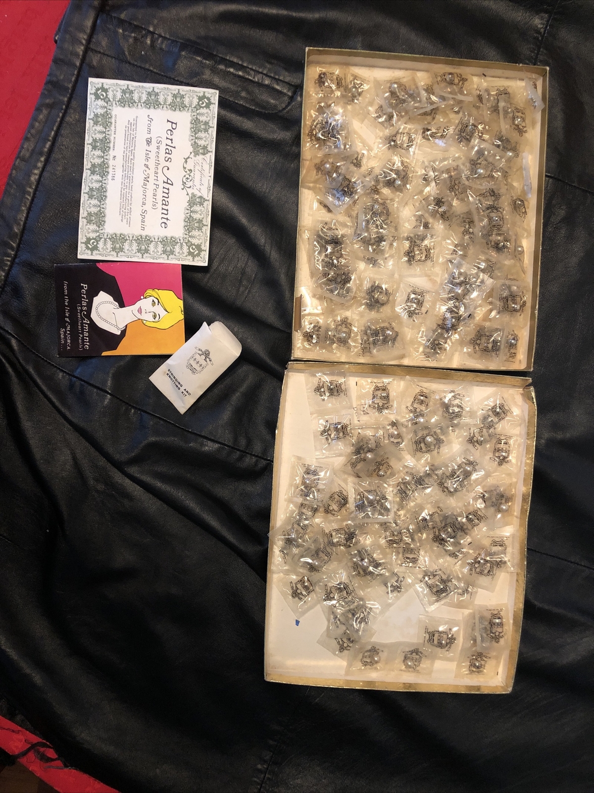 Vintage Pearl necklaces kit, new in packages Instructions Spanish Pearls