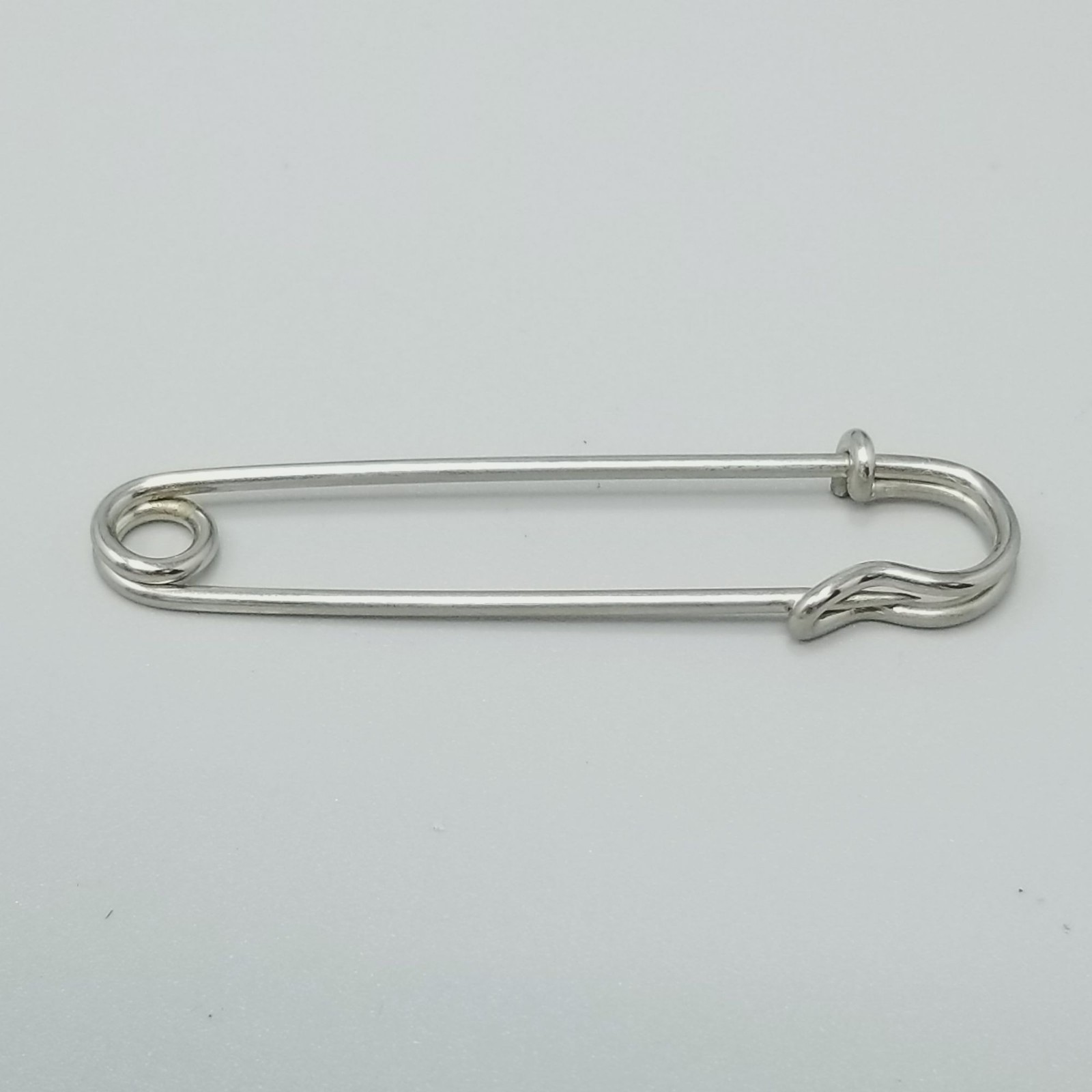 Vintage Large Safety Pin Brooch Silver Tone Kilt Shawl Scarf 2 1/2 Inch