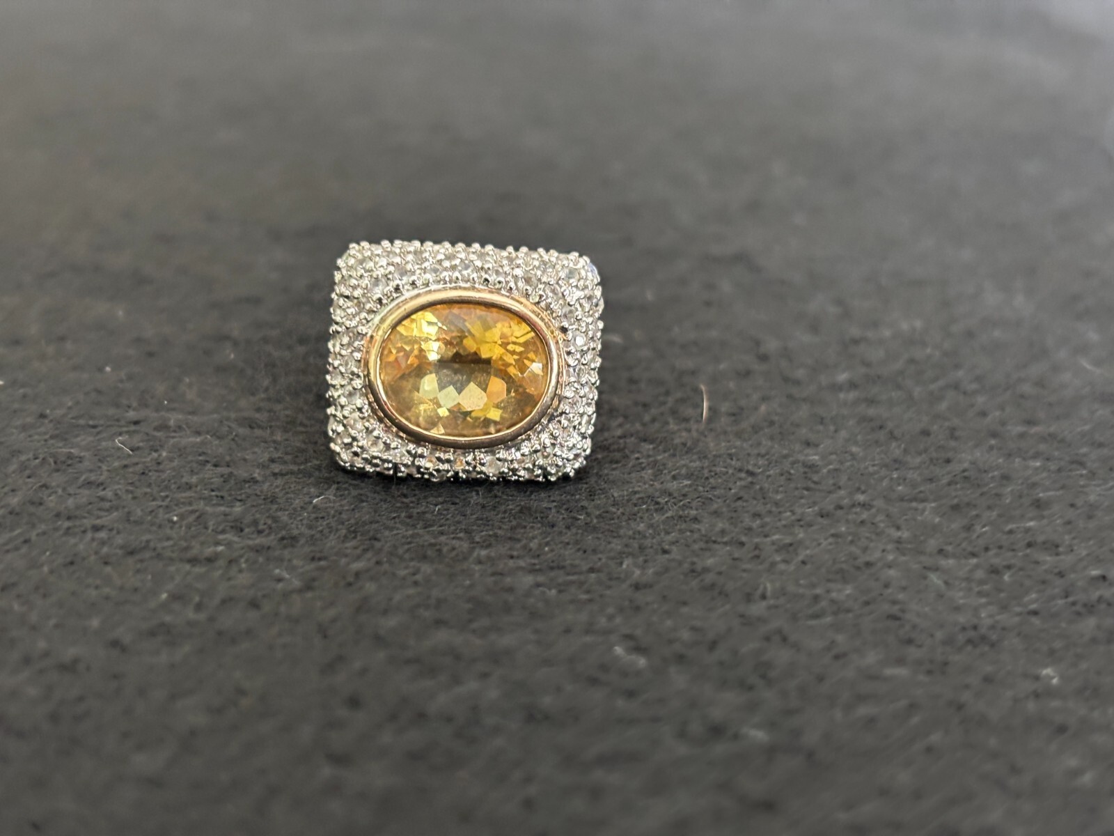 VINTAGE GOLD PLATE STERLING 925 CITRINE CZ COCKTAIL RING *8.6 gm*