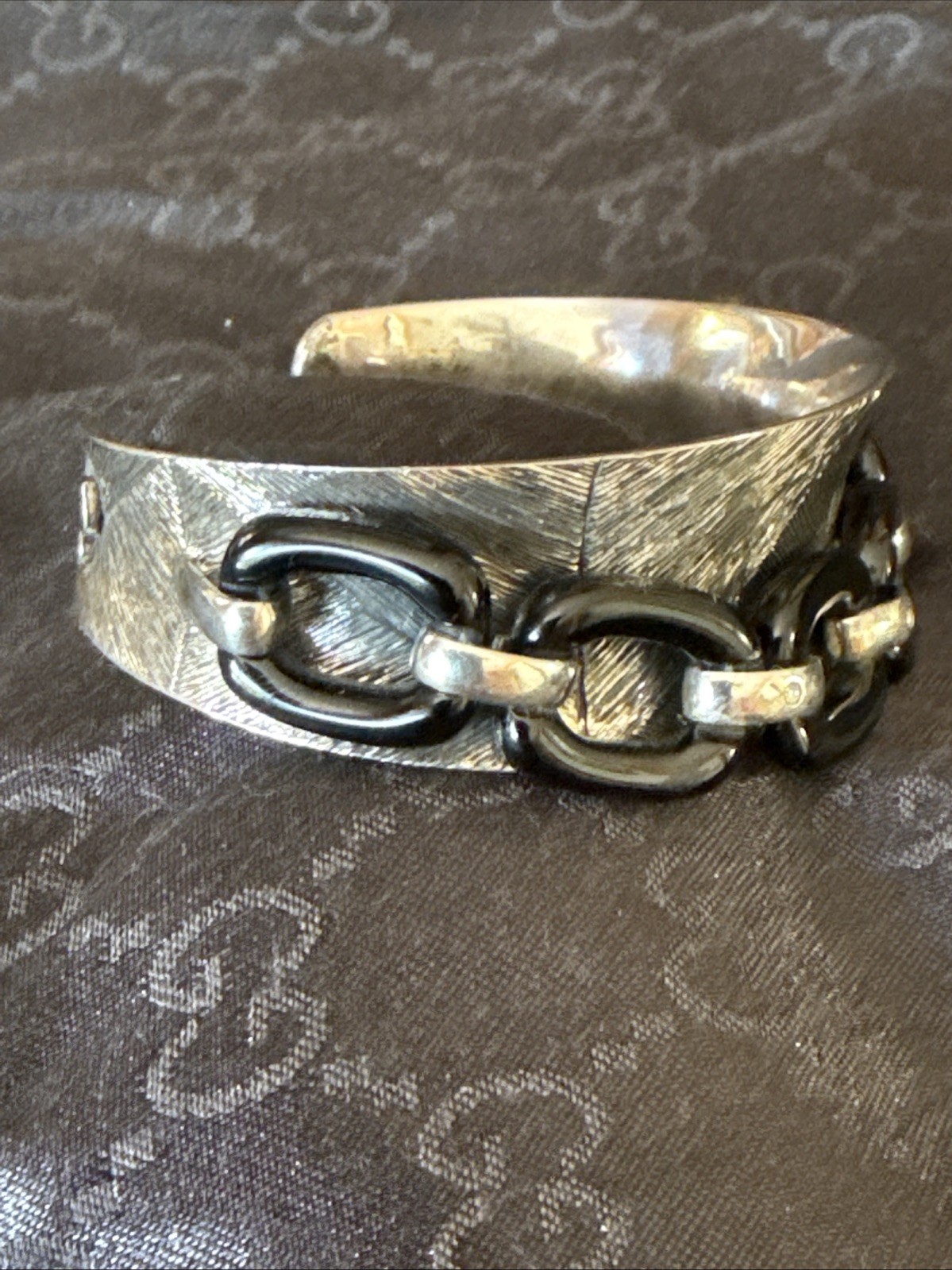 Vintage Sterling Silver Onyx And Diamond Cuff Bracelet
