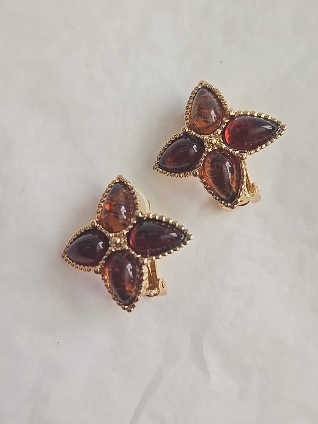 Vtg Avon Mogul Topaz Lucite Cabochon Star Dangle Pin Pendant Clip Earrings