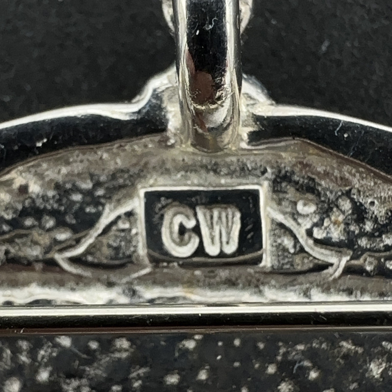 CW heart box pendant brooch – sterling silver & brass Colonial Williamsburg pin