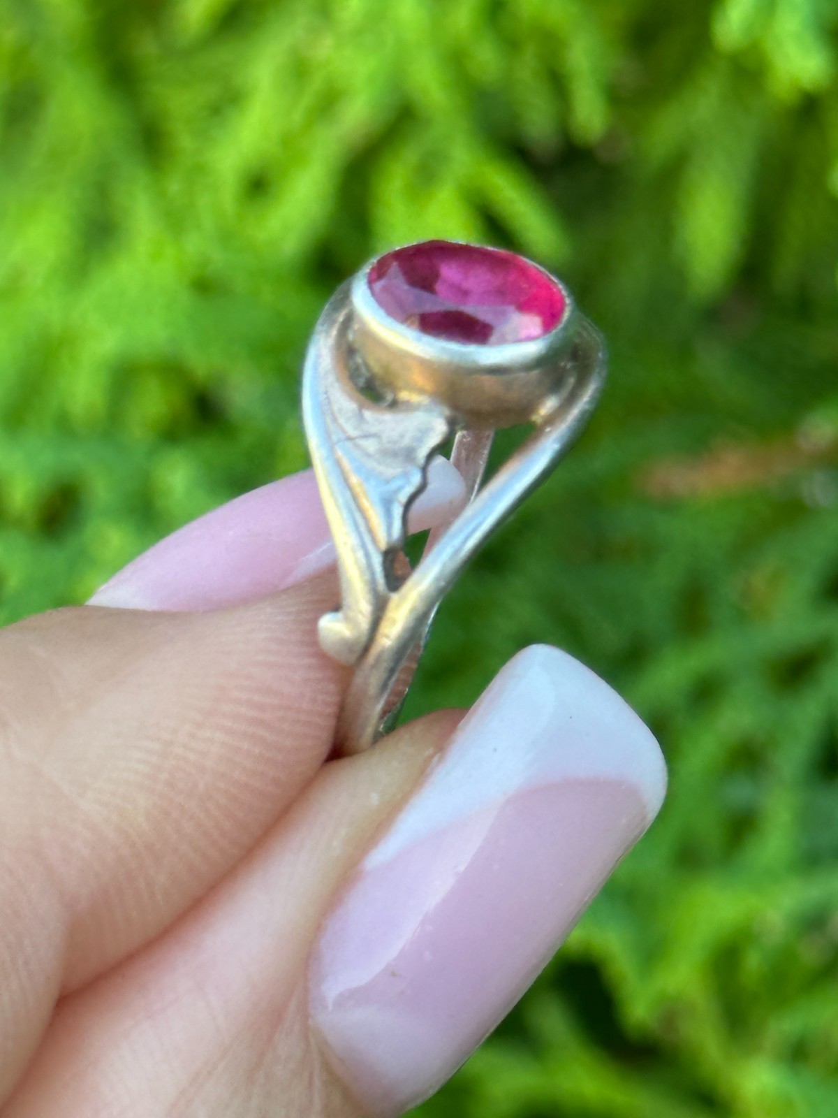 USSR Ring Woman Silver 925 Vintage Jewellery corundum (ruby) – 17.5mm