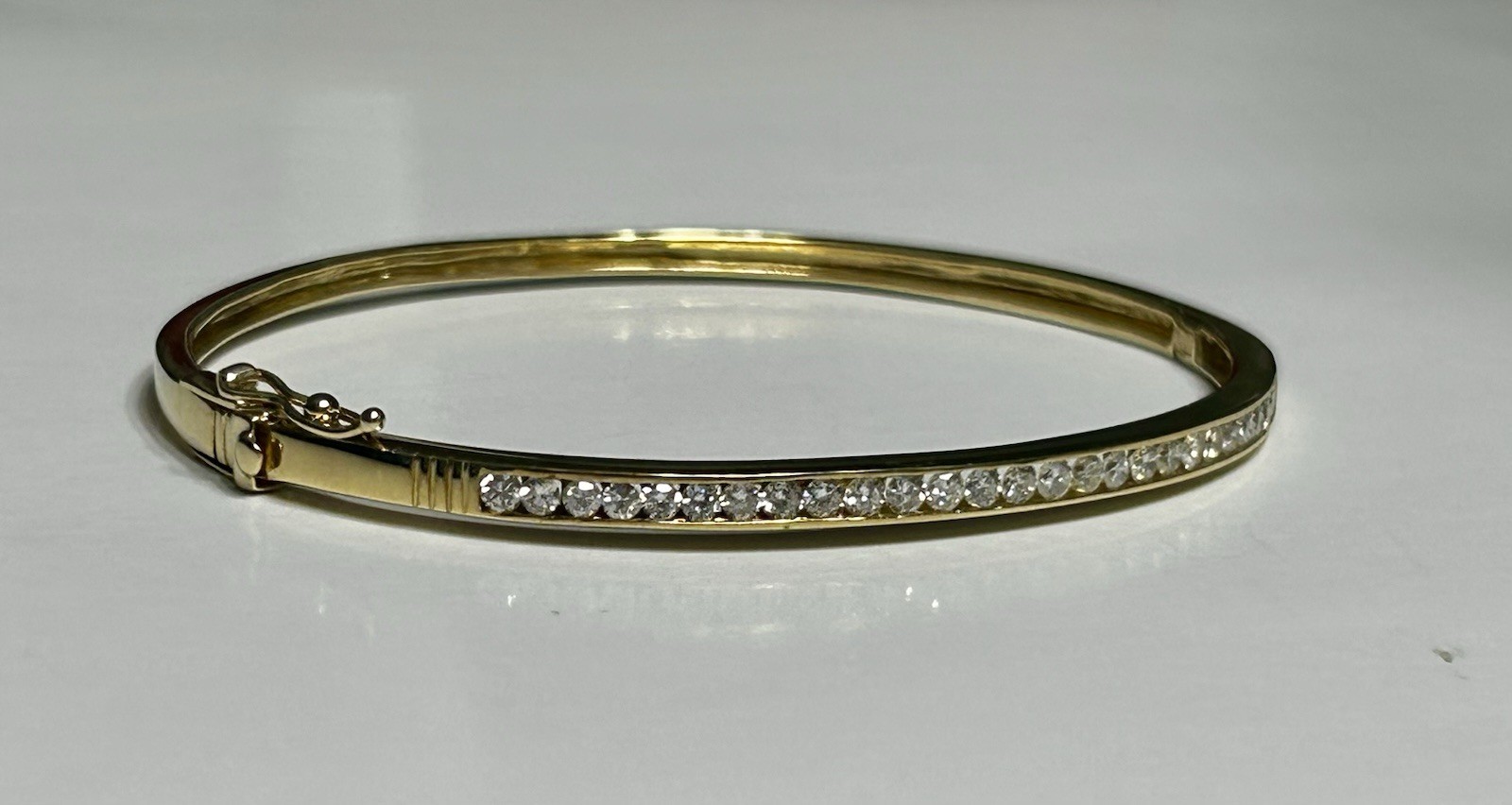 18K Yellow Gold Diamond Bangle Bracelet – 0.80 TCW – Secure Double Clasp