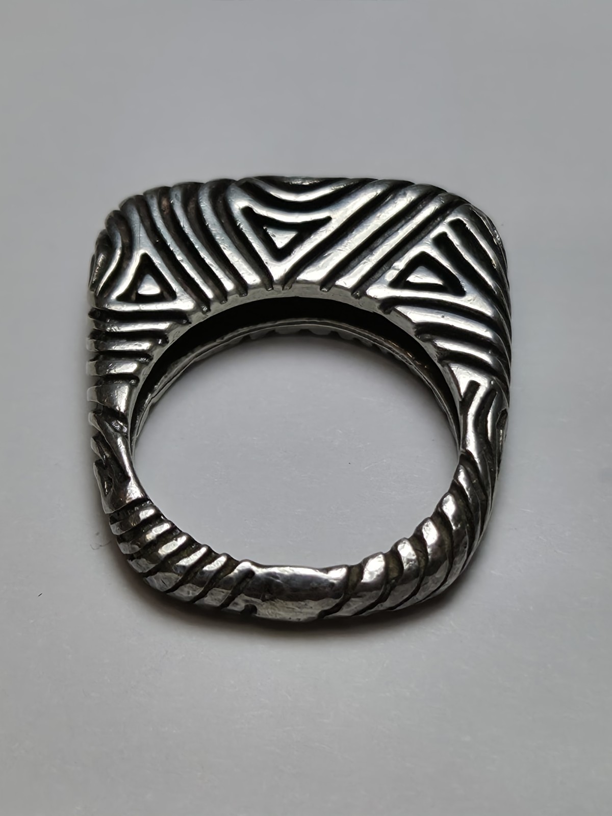 Vintage 1997 Dian Malouf .925 Sterling Silver Geometric Ring Size 6.25