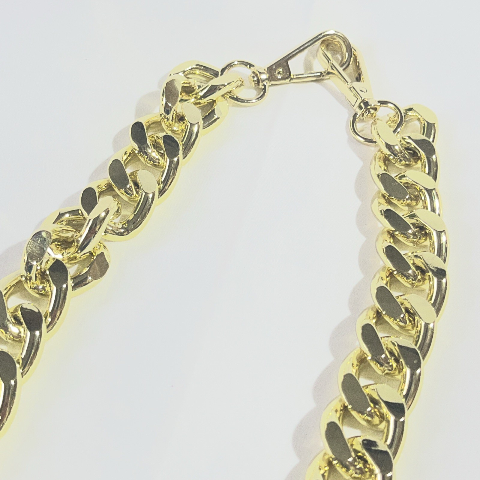 Yellow Gold Plate 20mmmm Wide Thick Curb Adjustable Link Chain Necklace