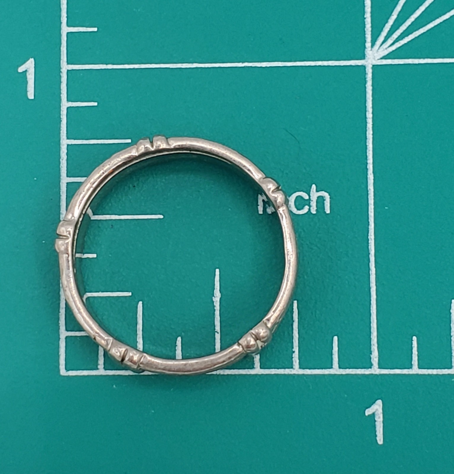 925 Ribbed Band Ring Sz 5.5 Sterling Silver 3g Unisex Bamboo Pinky Stacked Look