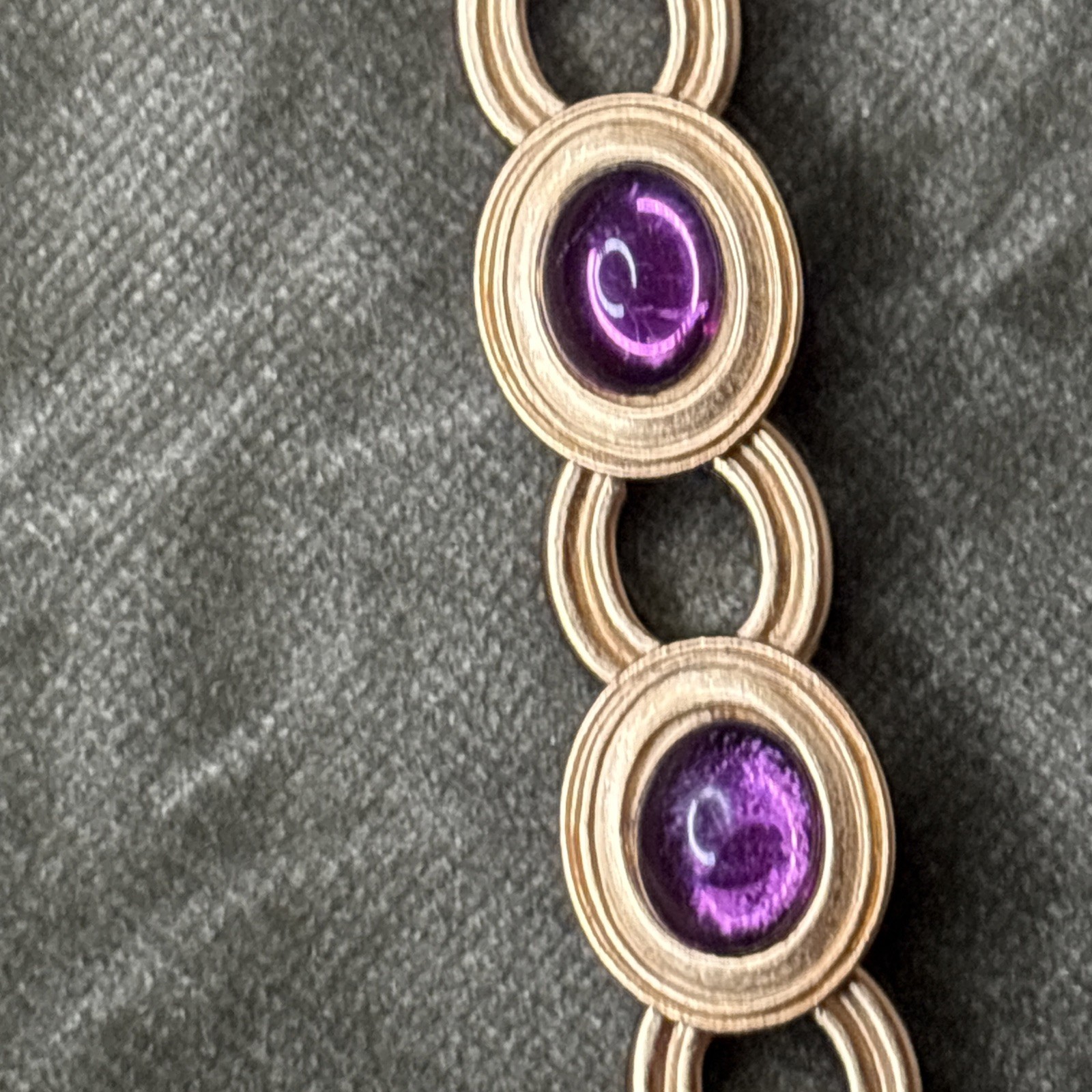Monet for YSL Vintage Cabochon Necklace Purple Chunky Signed 1980s 16-18” Rare!!