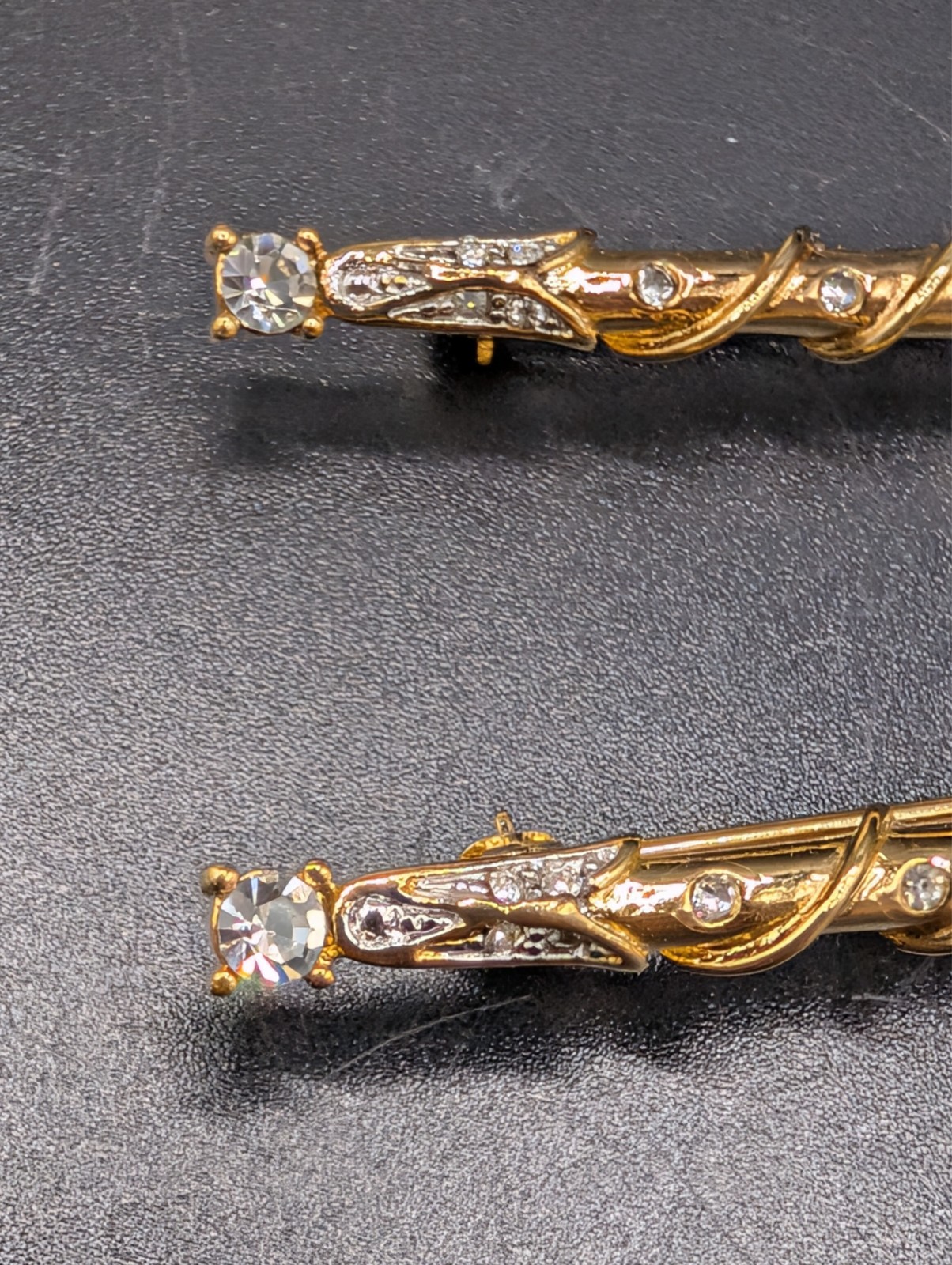 Vintage Trifari Collectibles Twin Torch Brooches Missing One Rhinestone