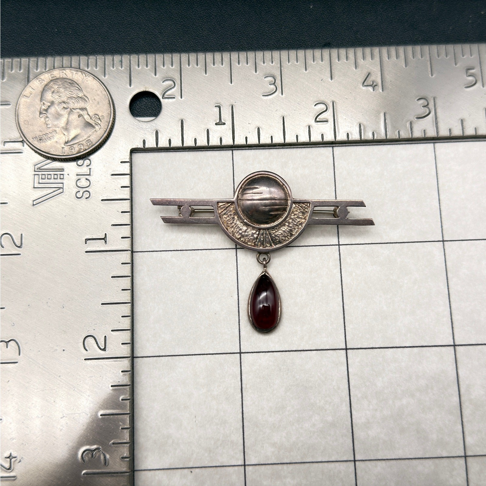 Vintage Modernist Art Deco Sterling Silver Pin Brooch
