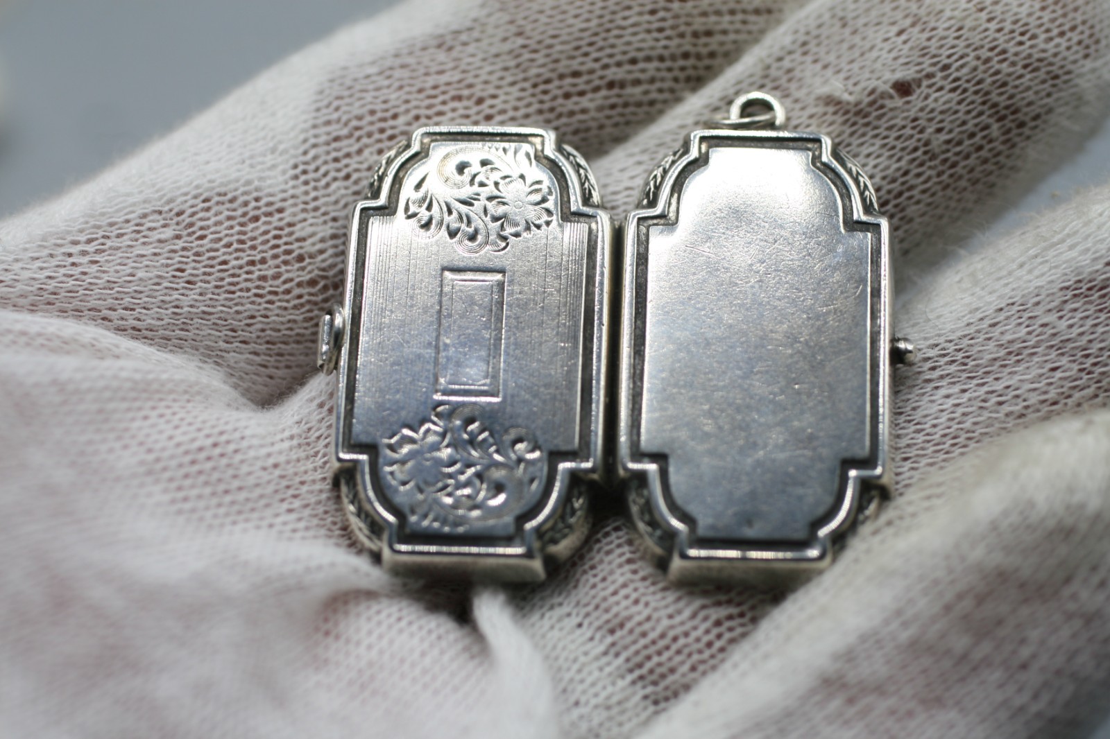 ORIGINAL Antique Deco STERLING SILVER 925 Pendant Vintage Lozenge Locket R10