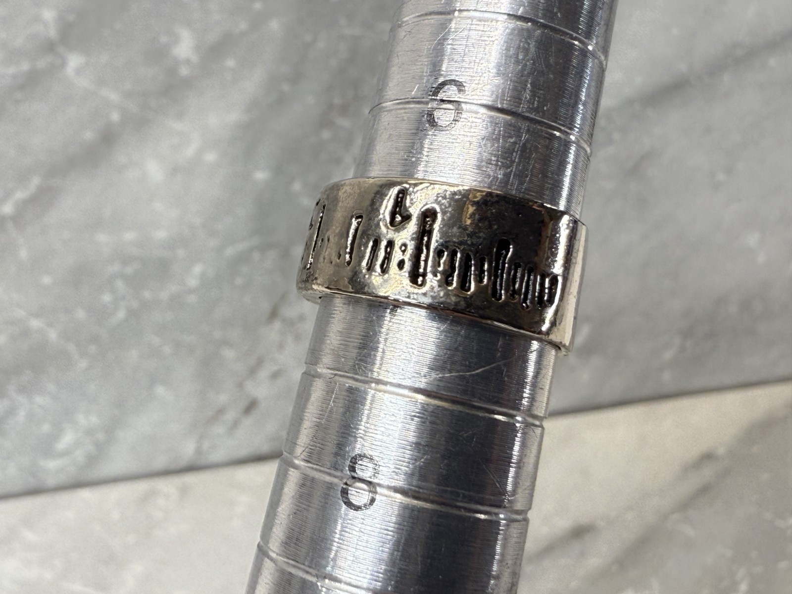 Vintage Silver Tone Tape Measure Ruler Ring Size 7