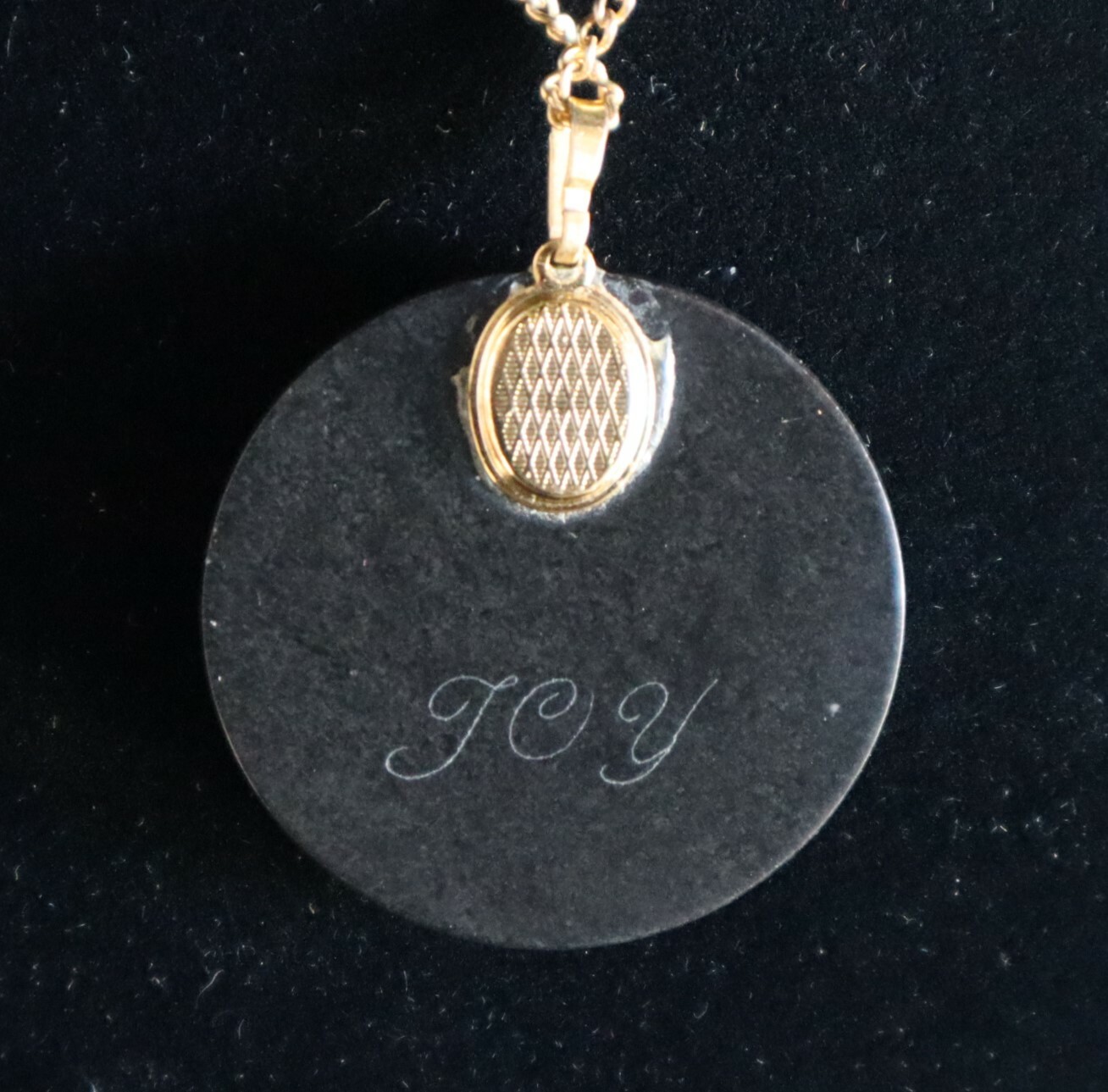 Celtic Knot Basalt Stone Hand Carved Celtic Pendant Necklace signed JOY