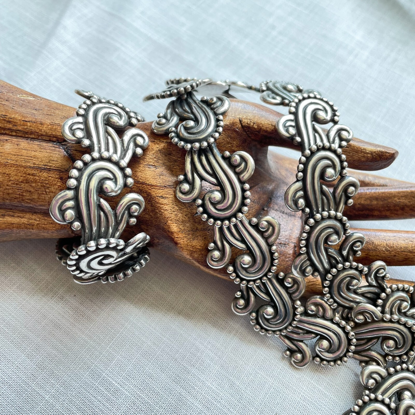VTG Los Castillo Necklace/Bracelet Set #341, Sterling Taxco Mexico 2 Piece Set