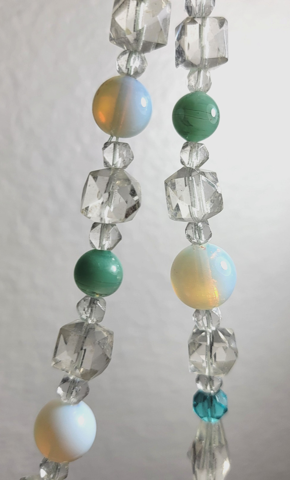 Multicolor Beaded Necklace Opalite Glass And Faceted Crystal Beads 19 in France