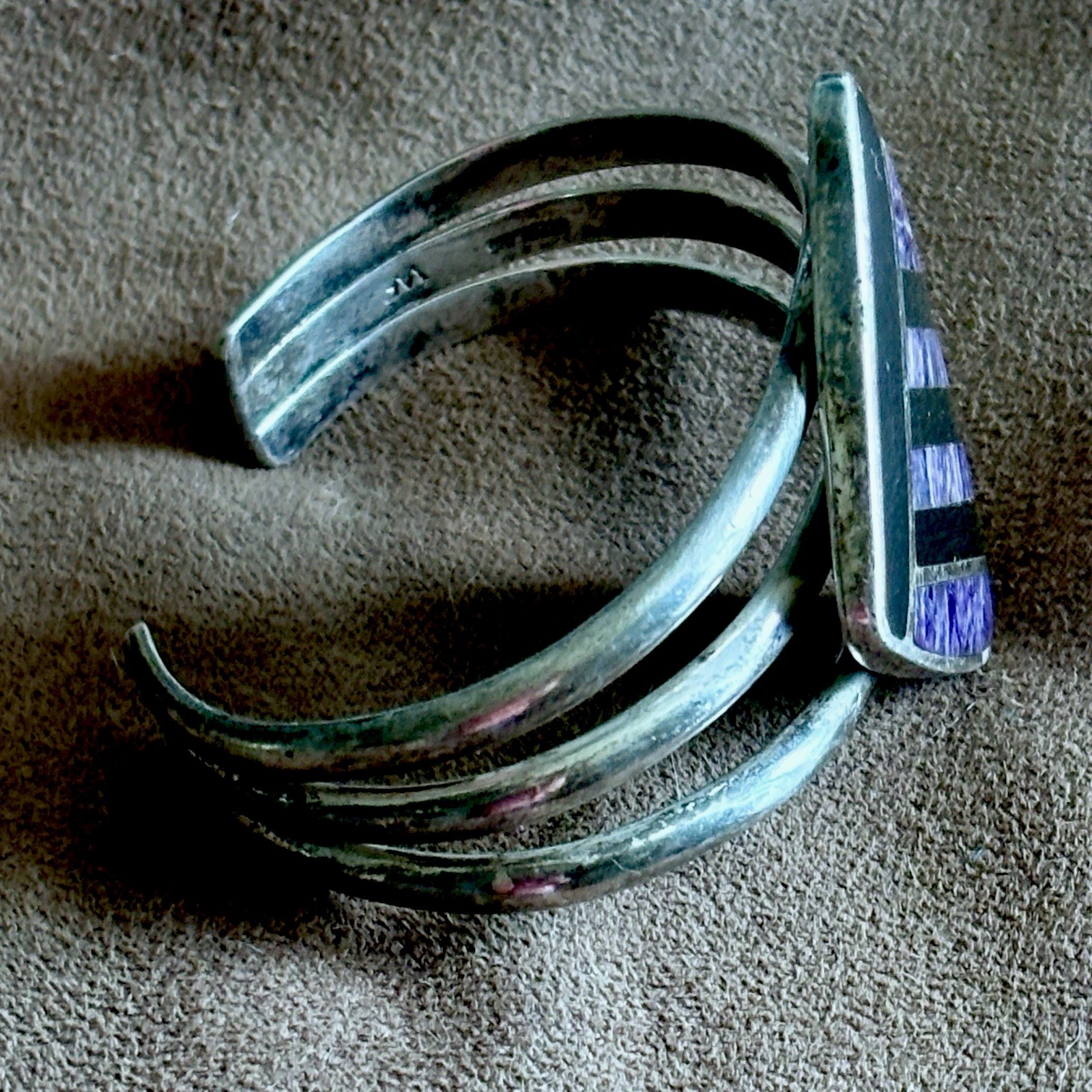 Navajo Inlay Wes Willie Silver 44g Bracelet Artist Very Rare Southwestern Signed