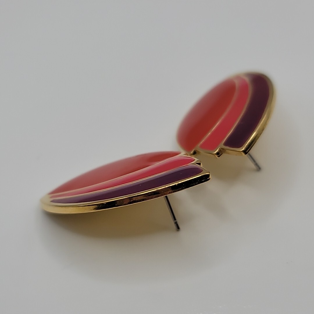 Unsigned Vintage Avon Paradise Colors Purple Pink Red Enamel Pierced Earrings