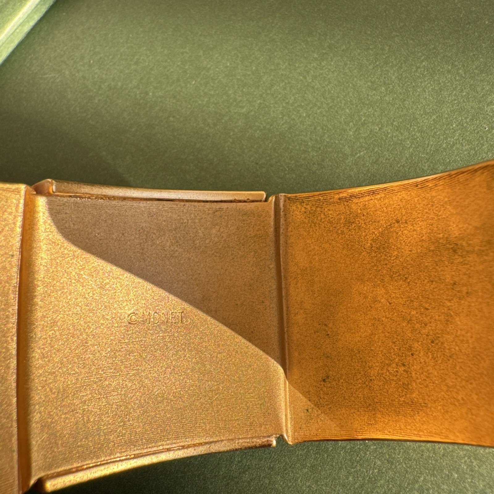 Vintage Monet Gold Tone Wide Segmented Cuff Bracelet – Satin Finish