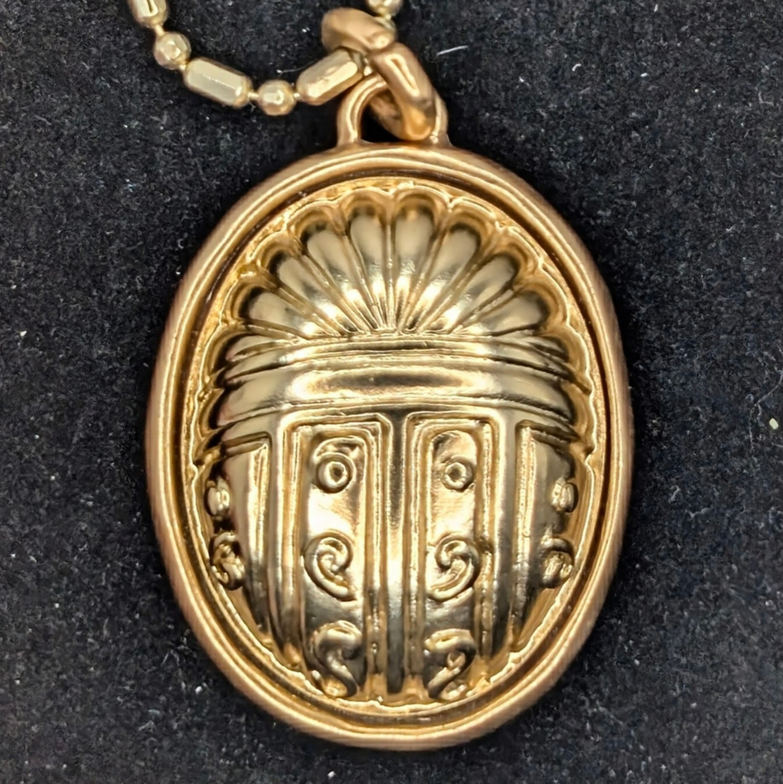 Vintage Scarab Egyptian Revival Station Chain Pendant Necklace