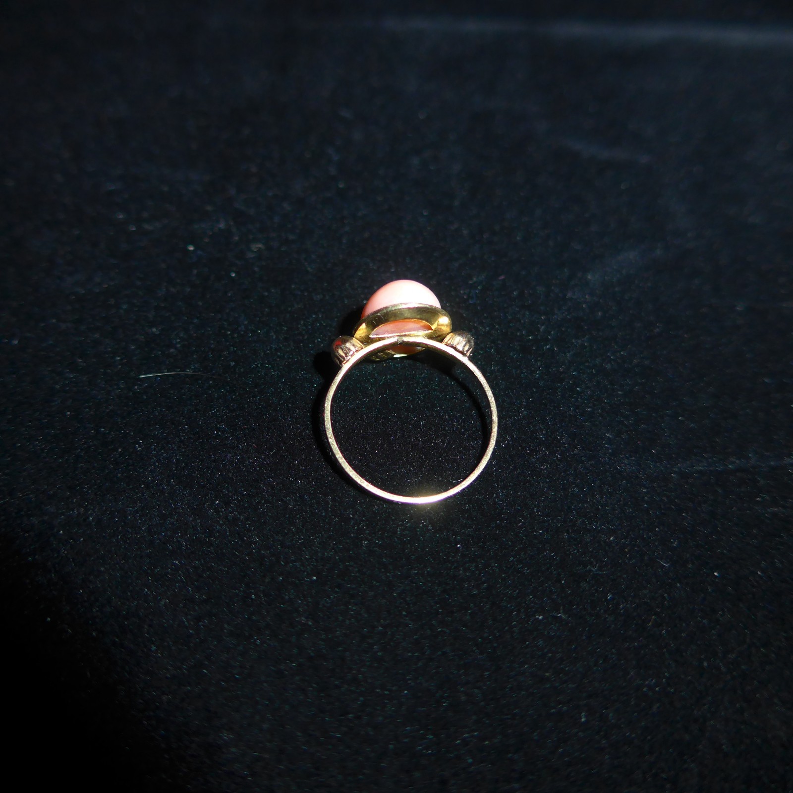 Vintage Petite 14K Gold 585 Angel Skin Coral Ring Sz 4.25